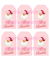 Load image into Gallery viewer, PRINTABLE Light Pink &#39;Merry Christmas&#39; Vintage Santa Gift Tag (Sheet of 6)
