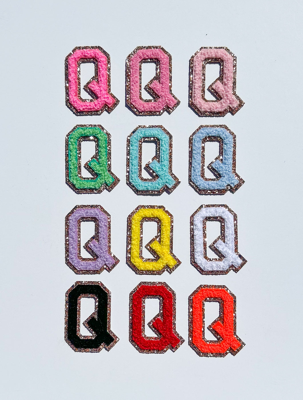 Letter Q Varsity Glitter Patch