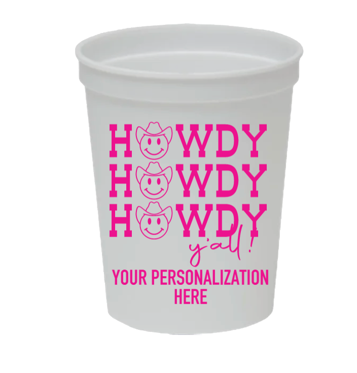 Personalized 'Howdy Cowboy' Cups 16oz Plastic Stadium Cups