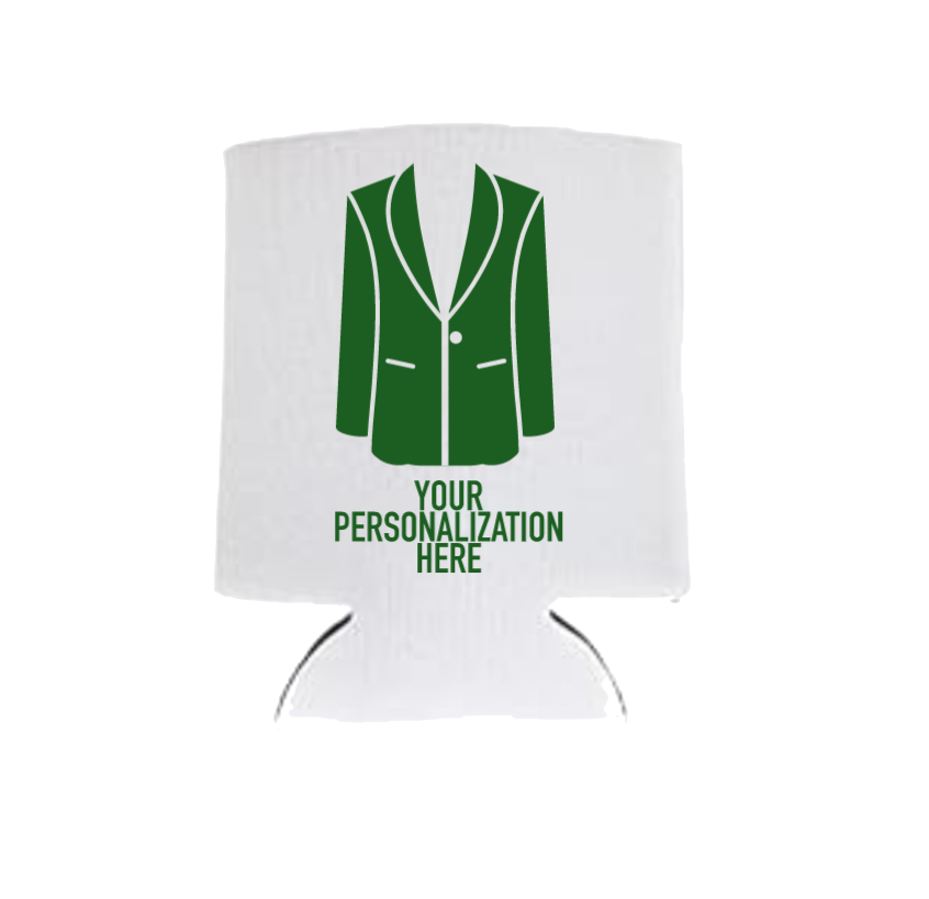 Personalizable Green Jacket Neoprene Koozies