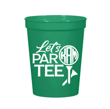 Load image into Gallery viewer, Personalized &#39;Let&#39;s PAR-TEE&#39; Golf Cups 16oz Plastic Stadium Cups
