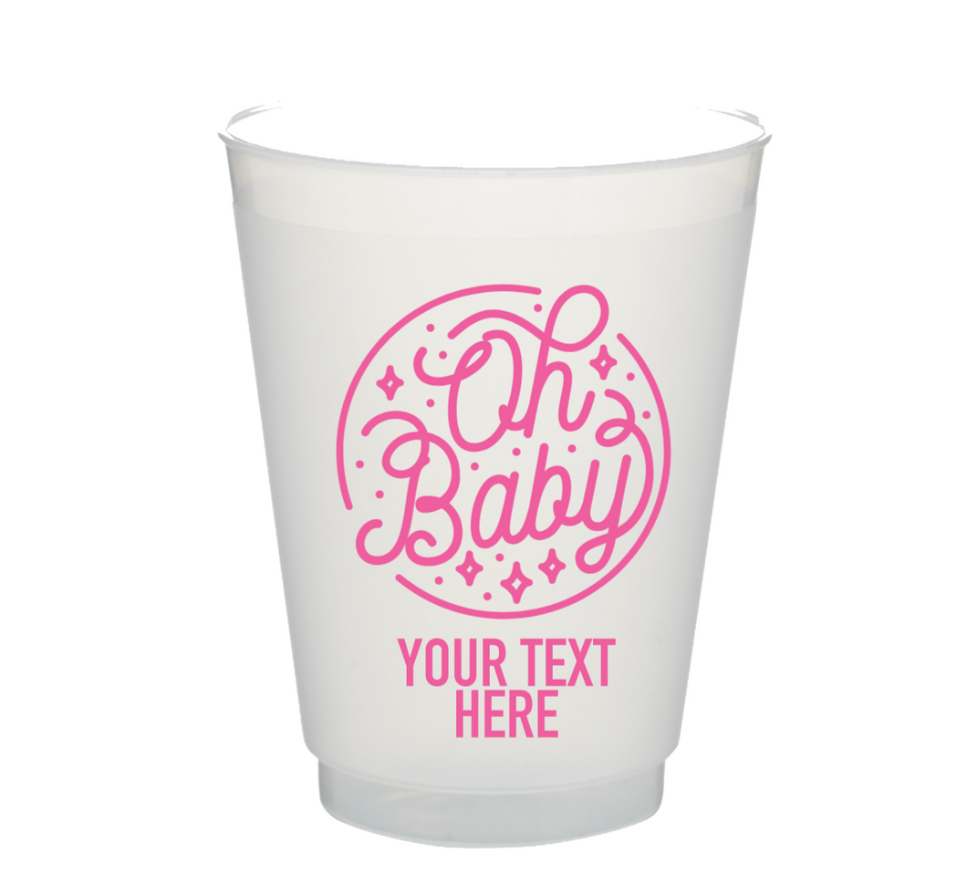 Personalized 'Oh Baby with Stars' Cups 16oz Plastic Stadium Cups