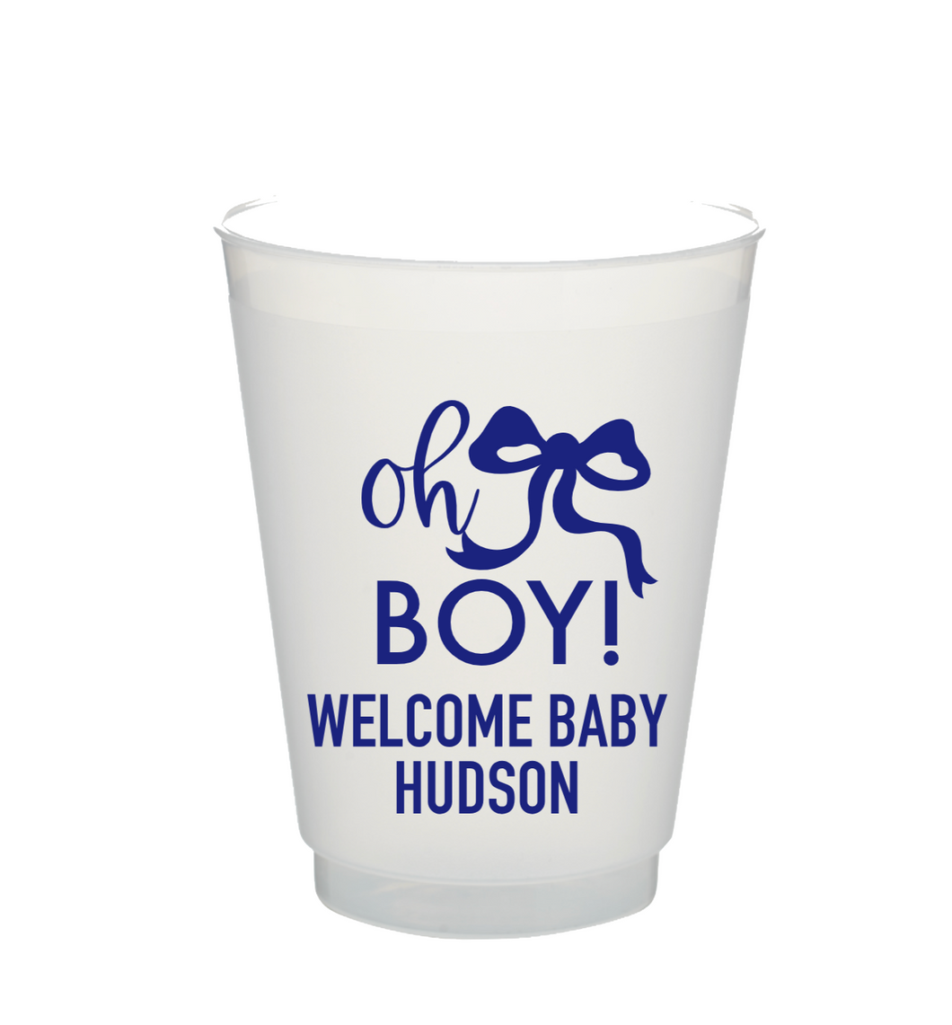 Personalizable 'Oh Boy' Cups 16oz Plastic Stadium Cups