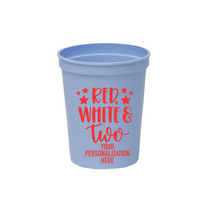 Load image into Gallery viewer, Red White &amp; TWO 16oz Plastic Stadium Cups
