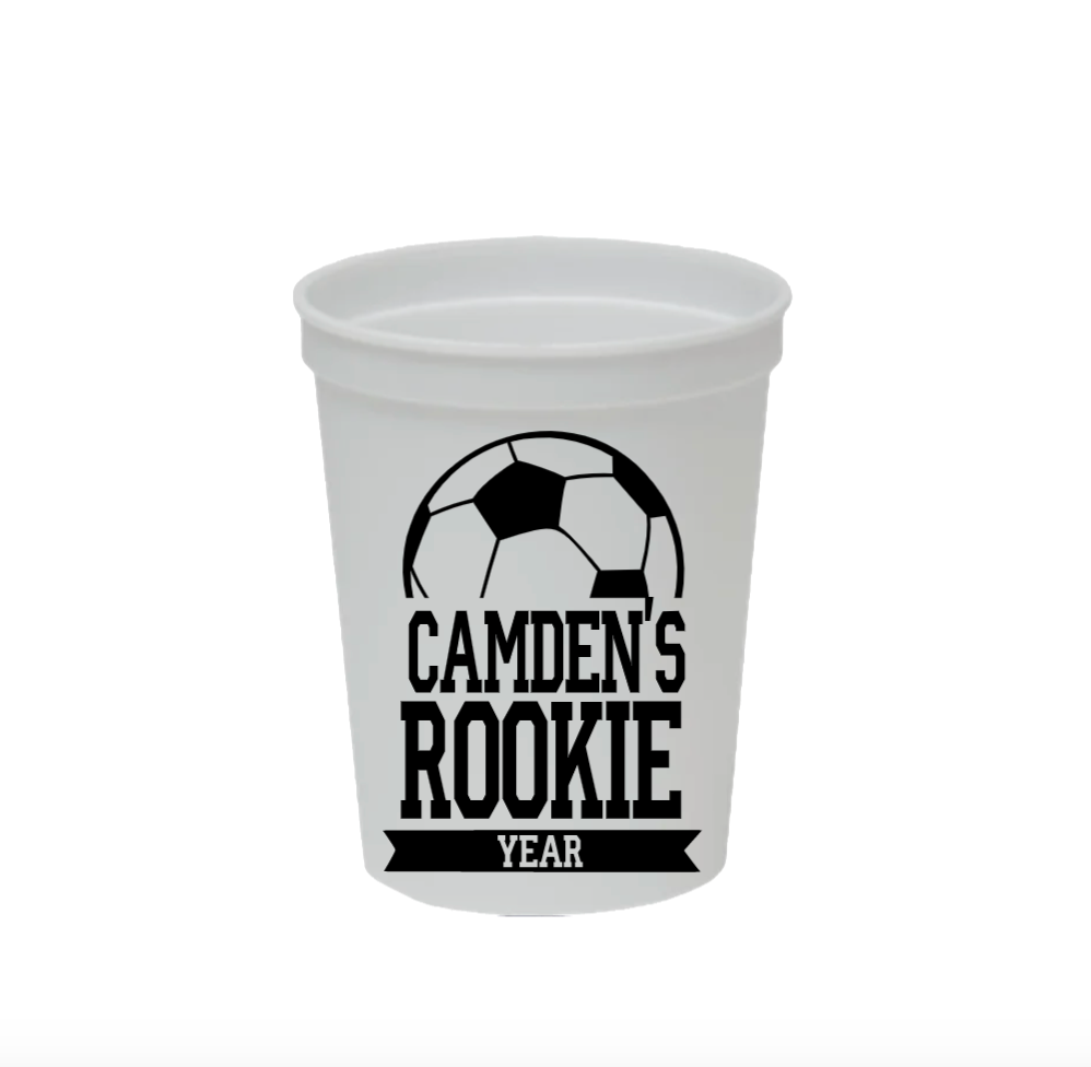 Personalized Soccer Rookie Year Sports Cups 16oz Plastic Stadium Cups