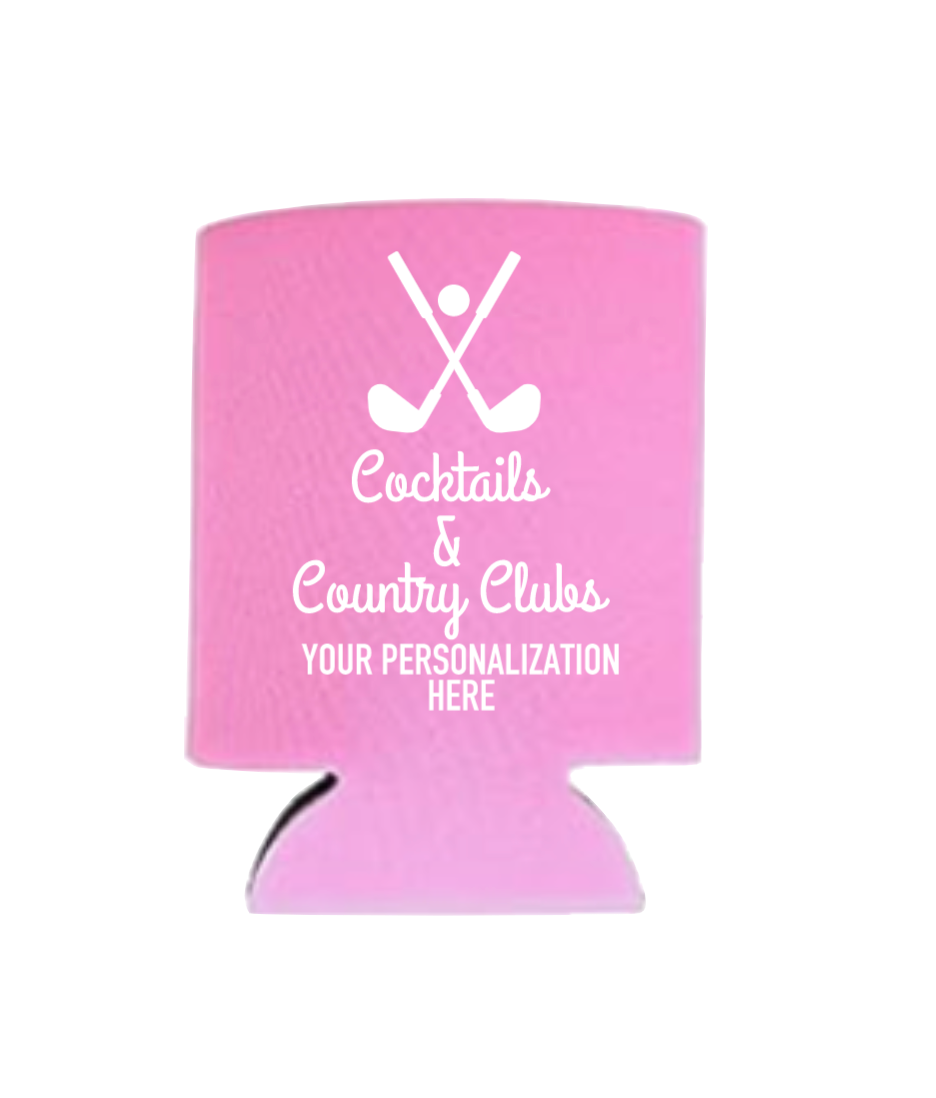 Personalizable Cocktails & Country Clubs {with Golf Clubs} Neoprene Koozies