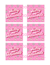 Load image into Gallery viewer, PRINTABLE Merry Christmas Disco Ball with Bow Gift Tags (Sheet of 6)
