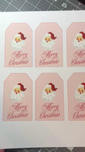 Load and play video in Gallery viewer, PRINTABLE Light Pink &#39;Merry Christmas&#39; Vintage Santa Gift Tag (Sheet of 6)
