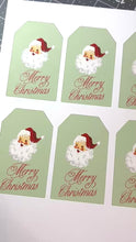 Load and play video in Gallery viewer, PRINTABLE Green &#39;Merry Christmas&#39; Vintage Santa Gift Tag (Sheet of 6)
